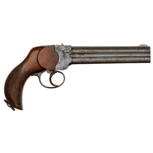 English four shot Lancaster pistol, mid 19th century.from Cowan’s Auctions