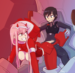 tenkaboutholes:  FranXX inside my DarlingRefined Color (+BG) commission for AnonymousChicken!if you want a version of this without the red glow you’ll have to head over to patreon though, this is the “full” version.