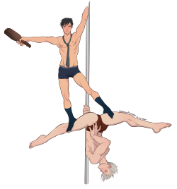 rchanscandy:  So my friend @indefinitestarlight made me this amazing victuuri amv that I practically begged for and in return they wanted some art of the pole dancing during the banquet except if Viktor had been in chris’s place. This was so much fun