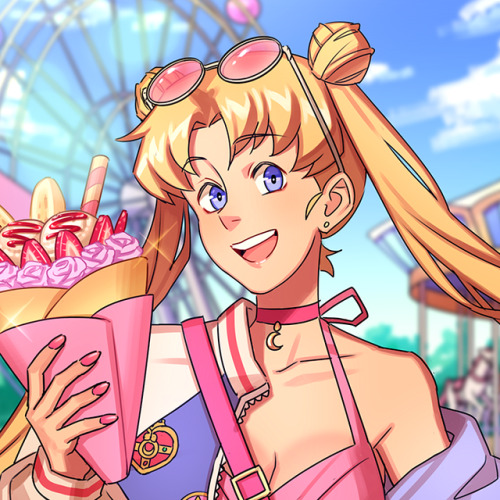 pockicchi:this was my submission for the @sailormoonzine ft usagi w a giant strawberry crepe !!! :9