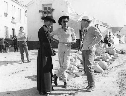 John Mills, Dirk Bogarde and director Roy Ward Baker on the set of The Singer Not the Song (1961)