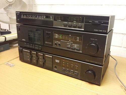 Sharp Stereo, 1987. Sharp SM-23H(BK) Stereo Amplifier - Sharp RT23H(BK) Stereo Cassette Deck - Sharp