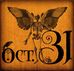 saturnaliatenebrae93:    Halloween Winged Skeleton Crow October 31st Vintage Digital Collage  