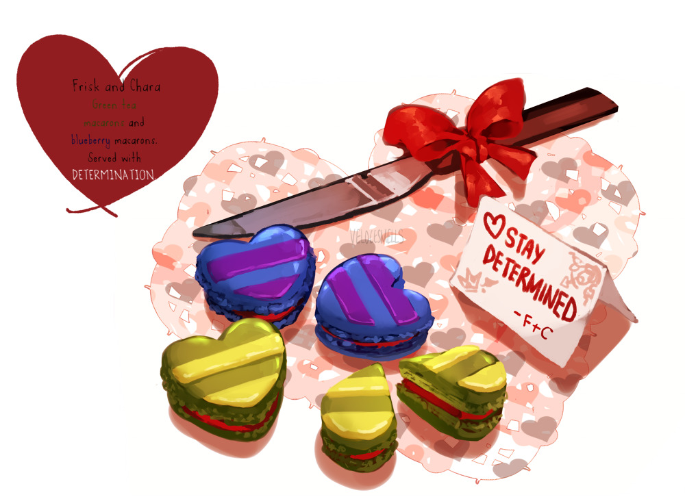 velocesmells:  Undertale inspired macarons!! Made with determination and constant