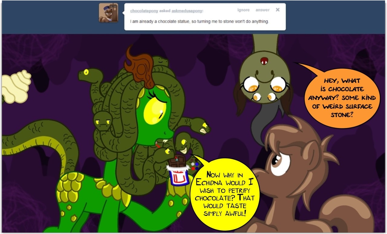 askmedusapony:  Arachne? Hello? Oh dear she must be having an allergic reaction!