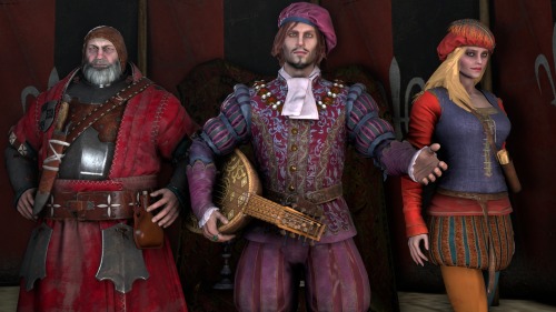 The Witcher 3 Character Modelshttps://sfmlab.com/item/989/The Blood Baron (Philip Strenger), Dandelion (Count Julian Alfred  Pankratz viscount de Lettenhove), and Priscilla (or Callonetta) from the  Witcher 3.Dandelion imported from MoogleOutFitter’