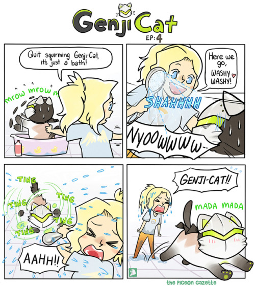 thepigeongazette:  Part 2 of GenjiCat mini-series! Genji/Mercy and all Overwatch characters are property of Blizzard Entertainment, this is purely fanart! 