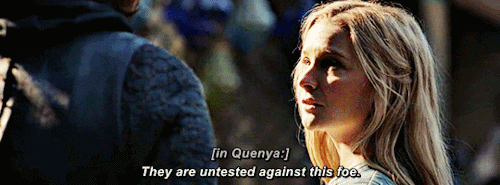 MORFYDD CLARK and LLOYD OWEN As Galadriel And Elendil In The Lord Of The Rings: The Rings Of Power 1x05 “Partings”
