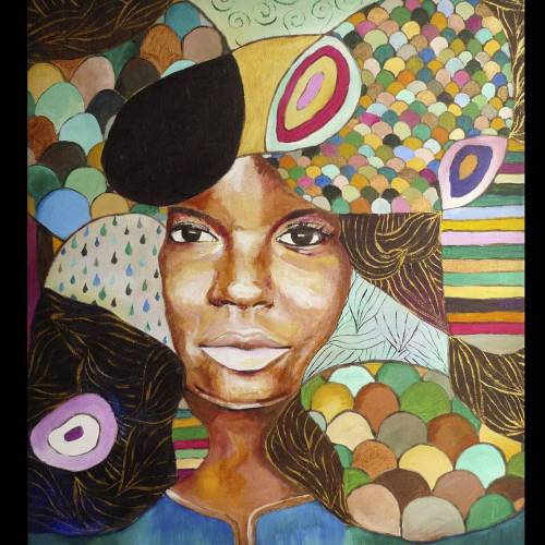 delphinealphonse:Afro hairstyle #afro #portrait #acrylic #blackcontemporaryart #fineart #colorful #b