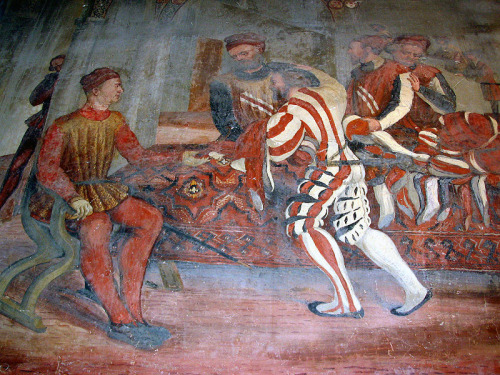 SEries of frescoes by showing Bartolomeo Colleoni giving audience and  hunts and tournaments given f