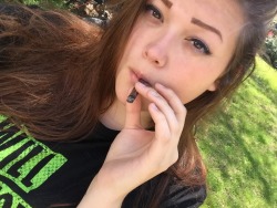 smokemeowttt:  Smokin outside today 🌞🎀