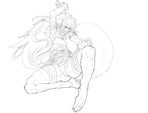 frosted-legs:Rana in an unfortunate circumstance. (Lineart until finished.)Any vote for what&rsquo;s