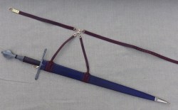 schwerterundstickerei: Here is a nice simple scabbard for an Albion Viceroy. It has been made in a deep blue with oxblood straps, not a usual combination for me; [the owner] will certainly get noticed.  Another excellent scabbard by Tod’s Stuff