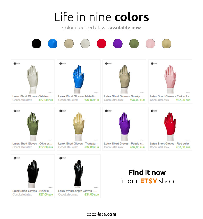 smuttyrubberdoll:  cocolate-luxurylatex:  New range of latex moulded gloves We have