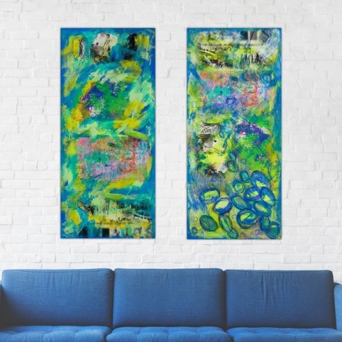  New! ''Age Of Enlightenment' Diptych Interiors Size: Double Canvas, 110 H 100 W X 2 Cm, 43" X 39" X
