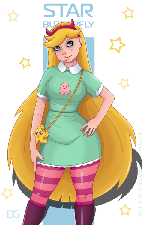 den-grapes:    Hi! Today I’ll show you my version of Star Butterfly. I realy like this show. Star is sooo cute.P.S. That’s my third pic with her. Another versions were too mad.   