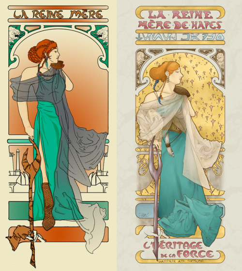 Still chugging along on my “L'Ordre Nouveau Des Jedi” series of Star Wars Legends/Alphonse Mucha cro