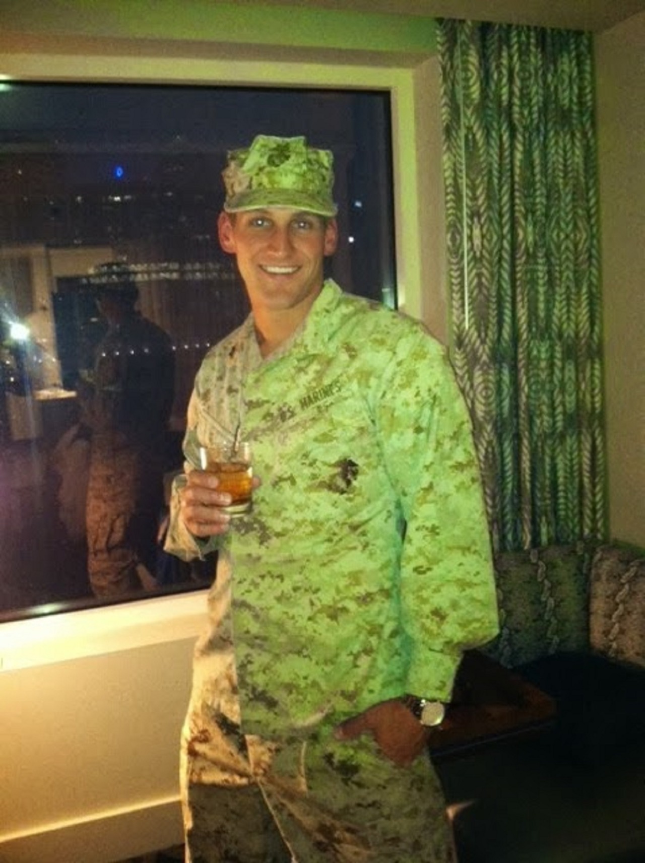 jackwood73:  Horny Military man goes nude and shows his cock