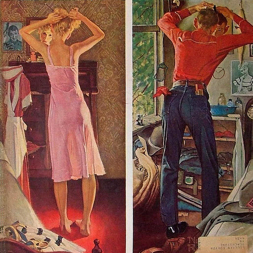 fuckyeahvintage-retro:  Before The Date, 1949 - Illustrated by Norman Rockwell.