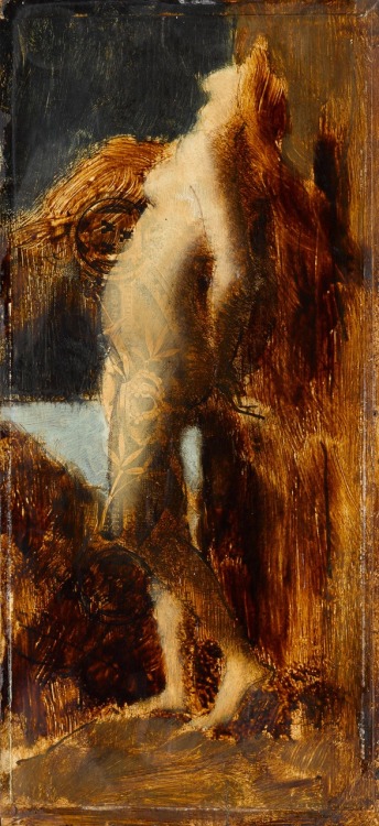 Andromède / Andromeda.1880.Oil on panel.26.1 x 11.9 cm.Musée Jean-Jacques Henner, Paris, France.Sour