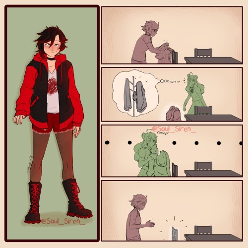 Penny with hoodie doodle spiraled into drawing Ruby with it and a little snippet of how Penny came to get hoodie.