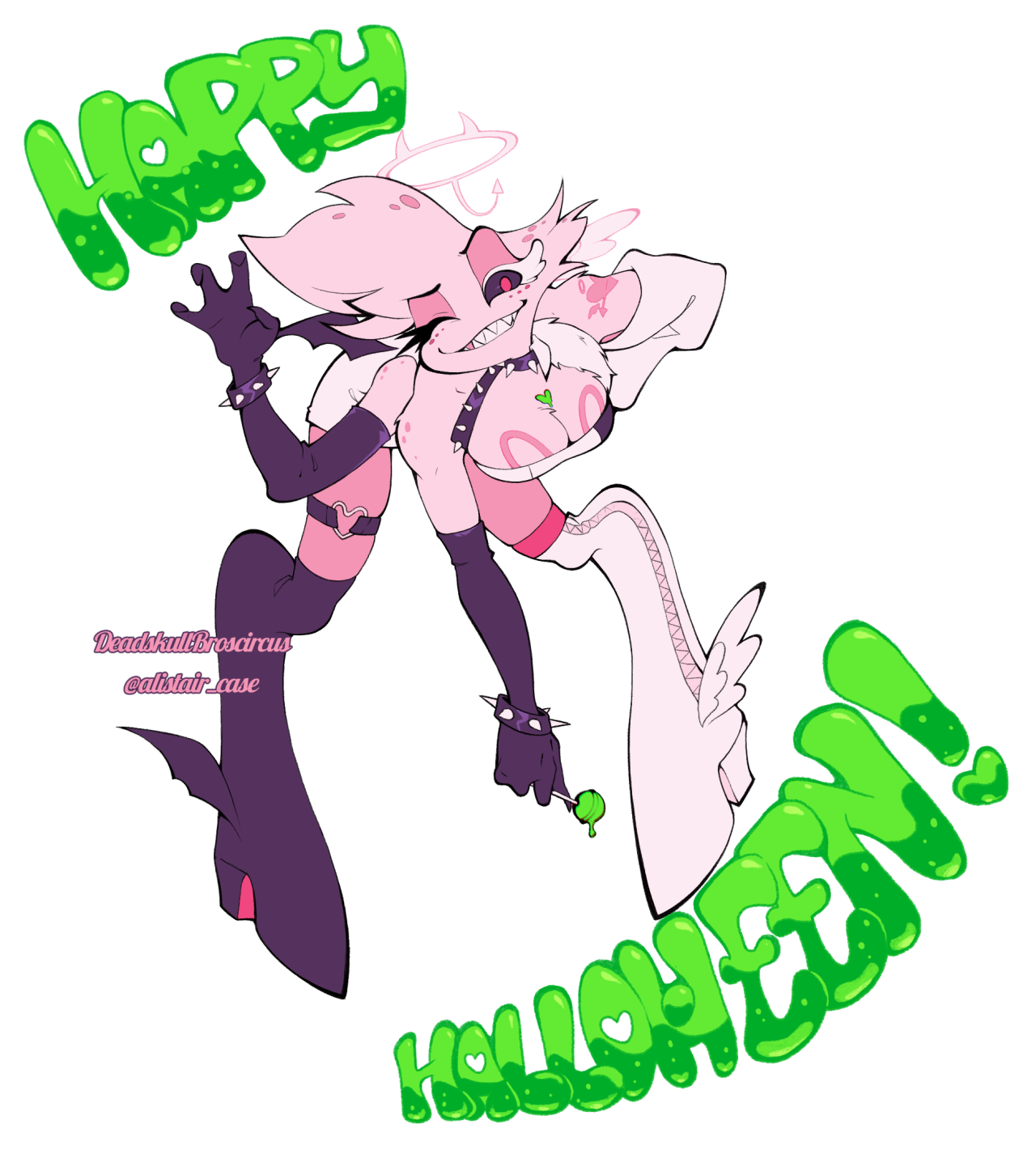 I drew a Halloween Angel Dust~💚💚💚