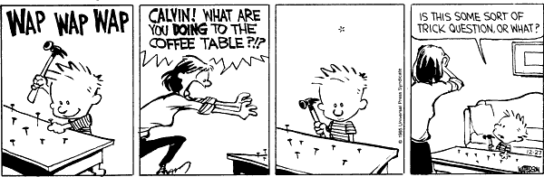 constellation-funk:  alriggs:  secretlifeofageekygirl:  scarcerare:  Some of my favorite Calvin and Hobbes strips. Bill Watterson had such an incredible cryptic and philosophical style, and it just makes me excited to read the comics over and over again.