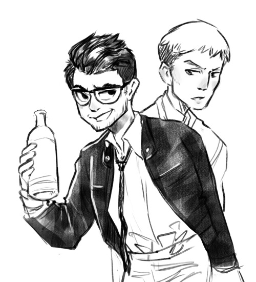 Newt dragging Hermann into his quest for alcohol for the kickass Apocalypse Cancellation party organ
