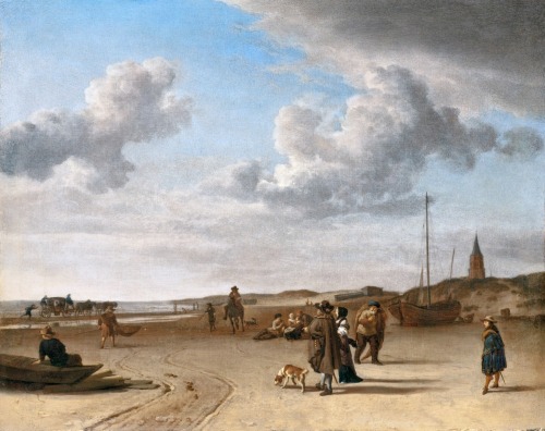 Adriaen van de Velde (Amsterdam, 1636 - 1672); The beach of Scheveningen, 1670; oil on canvas; LACMA