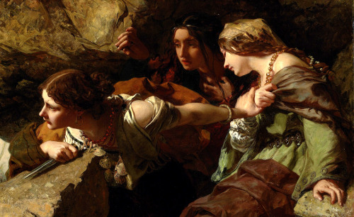 poisonwasthecure: Courage, Anxiety and Despair Watching the Battle (detail)James Sant 19th Century