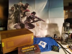 guardianspost:  Augment lootcrate for September!   Contains a different Cayde-6 figure, a ghost shirt and the pin is a strange coin. Also the box turns into one of the gold loot chests and the poster is Destiny 2. Some other goodies like a pin set from