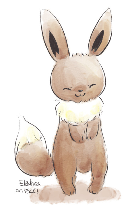 Digital watercolor Eevees for testing out watercolor compatibility on different art programs! Brush 
