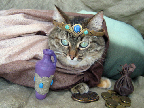 isugi:Khajiit has wares, if you have coin!Our cat Khinjarsi as a Khajiit trader from The Elder Scrol