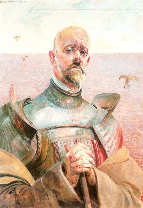 artist-malczewski:Self-portrait in an armour, Jacek MalczewskiMedium: oil,cardboard