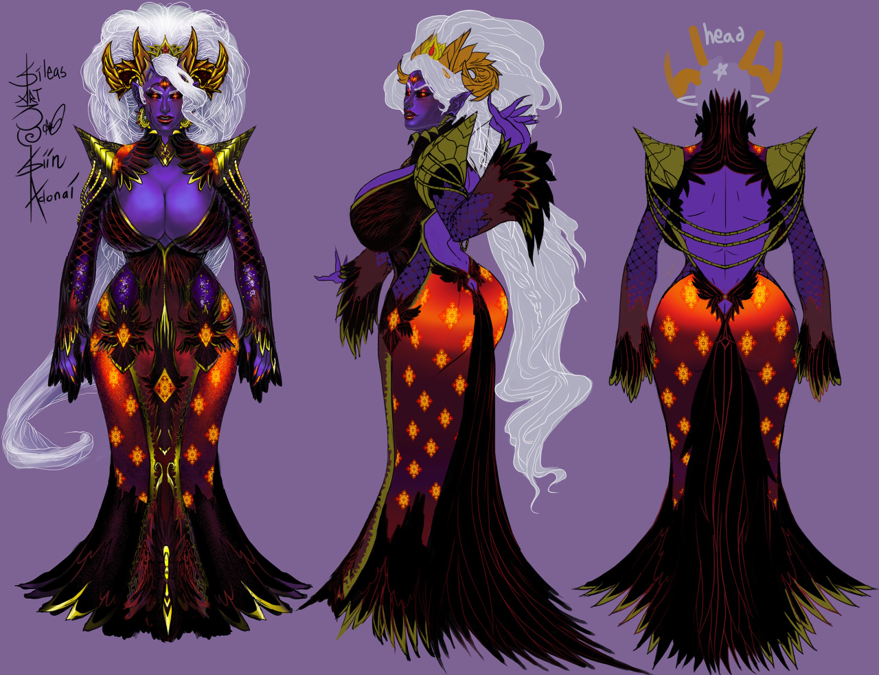 sileasart:  Finally done with this 3 way view. Had to fix some anatomy and shading
