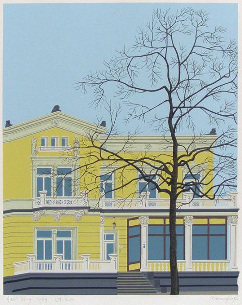 Zienagoog II -  Sees Vlag , 1989.Dutch, 1934-2018 linocut, 50 x 65 cm.