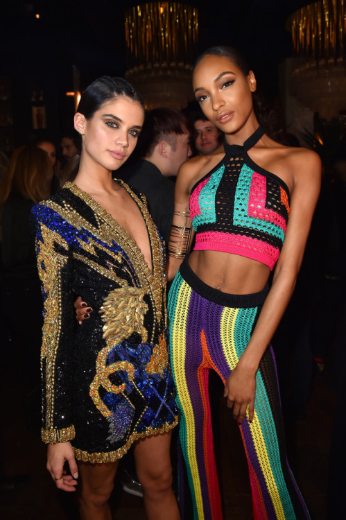 sara-sampaio: Sara Sampaio and Jourdan Dunn attend the Balmain after party during Paris Fashion Week