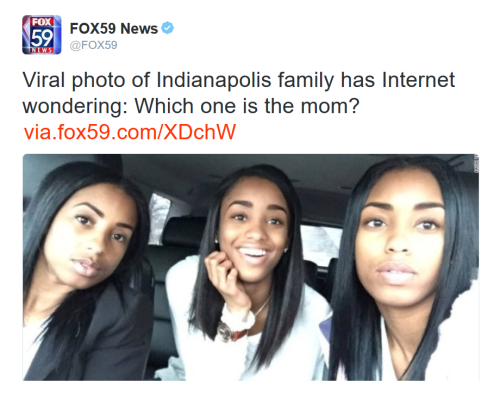 the-perks-of-being-black:  “When Kaylan Mahomes posted a recent car selfie with her twin, Kyla, and their mother, the social media world went into confusion. The caption by the high schooler read, ‘Mom, twin and me.’ But because all three share