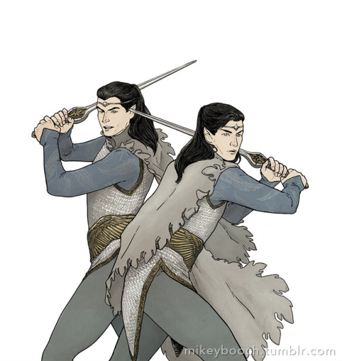 So much alike were they, the sons of Elrond, that few could tell them apart: dark-haired, grey-eyed,