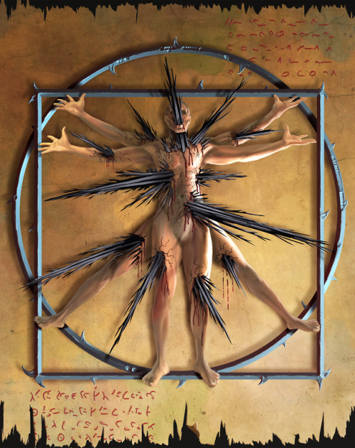 Demonic version of the vitruvian man