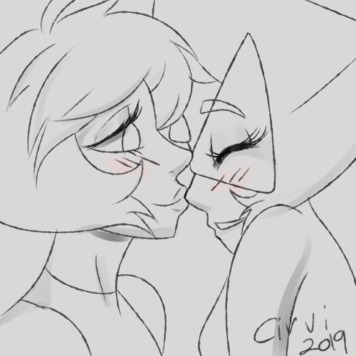 Smooching practice with my fave alien gals~Nose kisses are so soft and sweet I love them