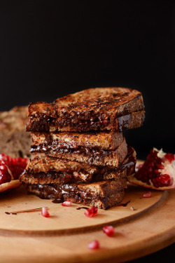 do-not-touch-my-food:  Grilled Almond Butter, Dark Chocolate &amp; Pomegranate Sandwich