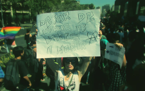 brokenmyfuckingdreams:  Marcha de todas las marchas, 22 de Marzo. Santiago de Chile. “Dejar de luchar, es empezar a morir”. 