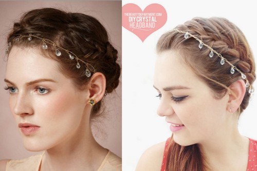 DIY Knockoff BHLDN Dewdrops Halo Headband Tutorial from The Beauty Department here. This is actually