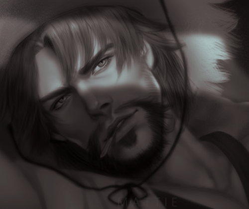 mattie7-7:  Something i did time ago. I like McCree with that hair but with that “clothes” 