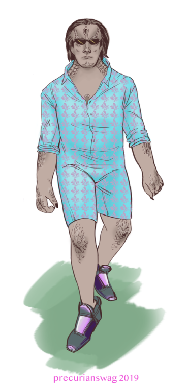 i’m starting a series of drawings of garak wearing the worst crimes against fashion. this week: hawa