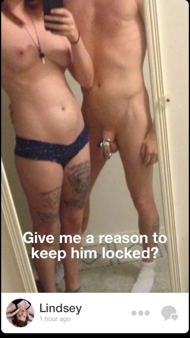 thatswitchguy:  Fun with tinder ;)  #cuckold #chastity #slutgf #sluttygf   This looks