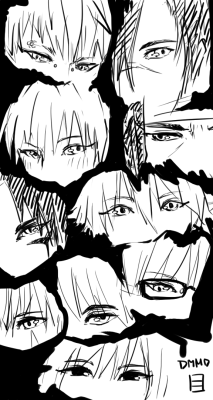 iroiroriro:Practice~ I sketched DMmd character’s eyes since I draw each of them very differently. (^^////)
