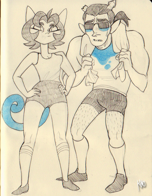 kinomatika:FITNESS MEOWRAILS!!! idk i never draw these guys together 