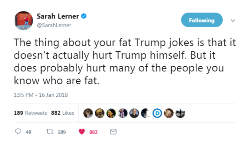 profeminist: “The thing about your fat Trump jokes is that it doesn’t actually hurt Trum